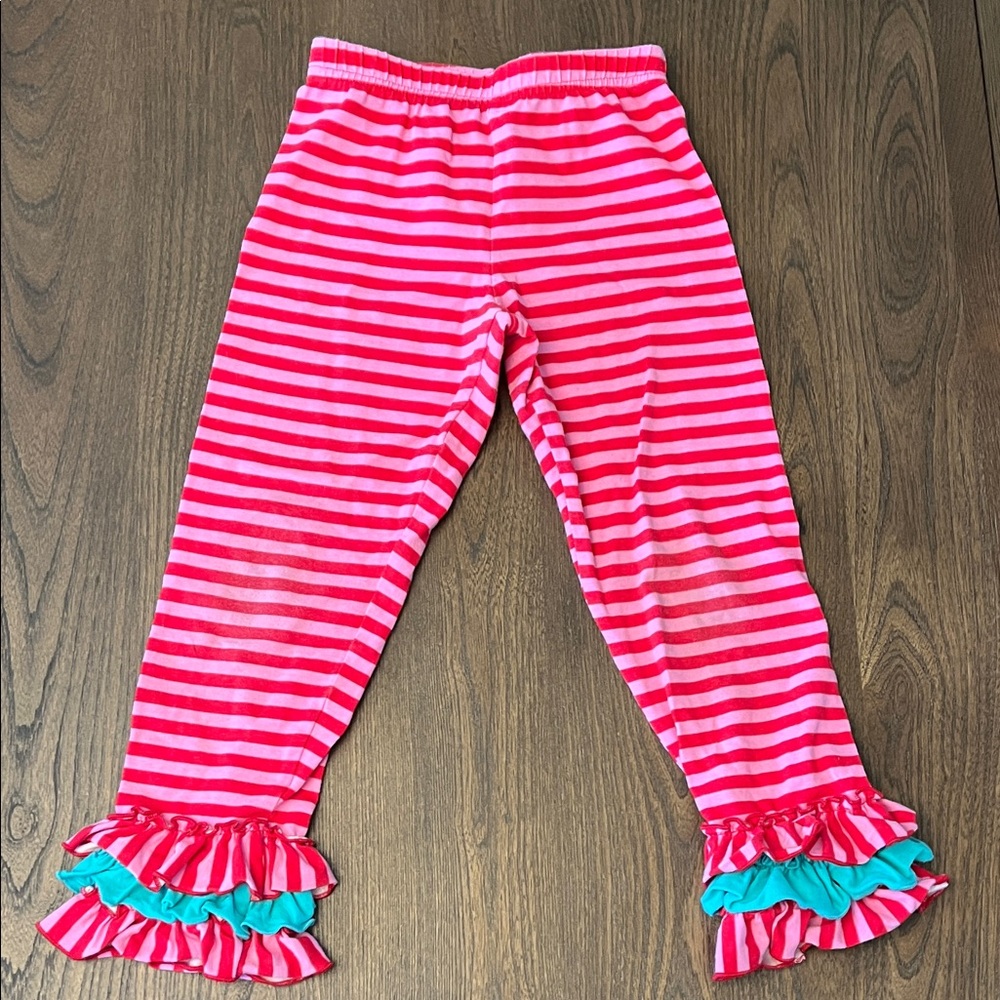 Kelly's Kids Pink and Red Striped Leggings